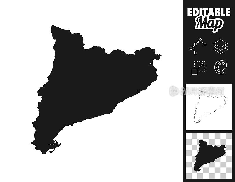 加泰罗尼亚地图设计。轻松地编辑