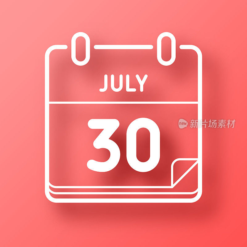 7月30日。图标在红色背景与阴影