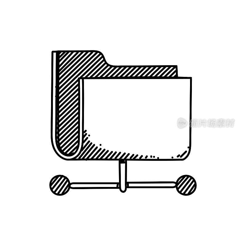 数据共享线图标，草图设计，像素完美，可编辑的笔画。云计算，云技术。