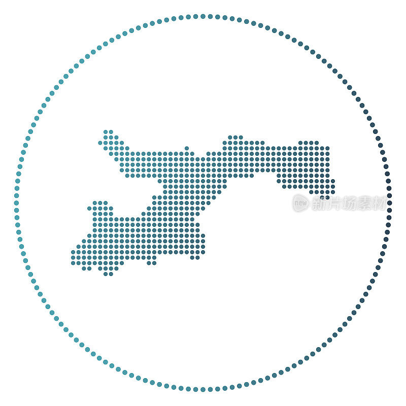 诺曼岛数字徽章。圆点风格的诺曼岛地图。带有渐变圆点的技术图标。吸引人的矢量插图。