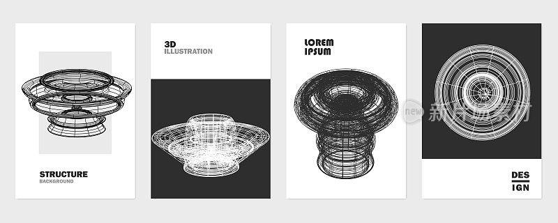 矢量3D线结构未来主义概念模式设计模板抽象背景