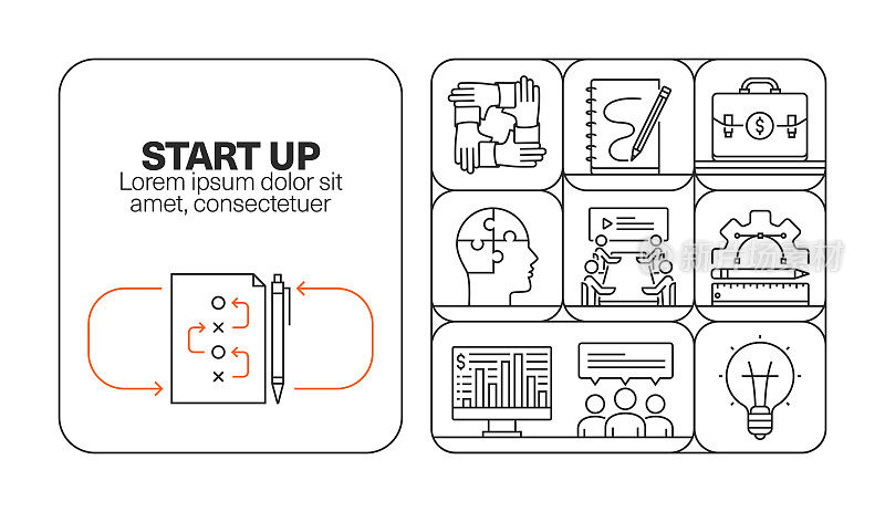 启动横幅线图标集设计
