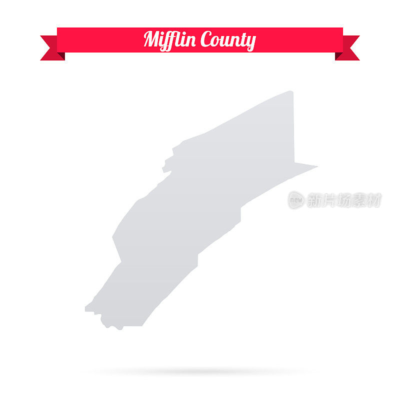 米夫林县，宾夕法尼亚州。白底红旗地图