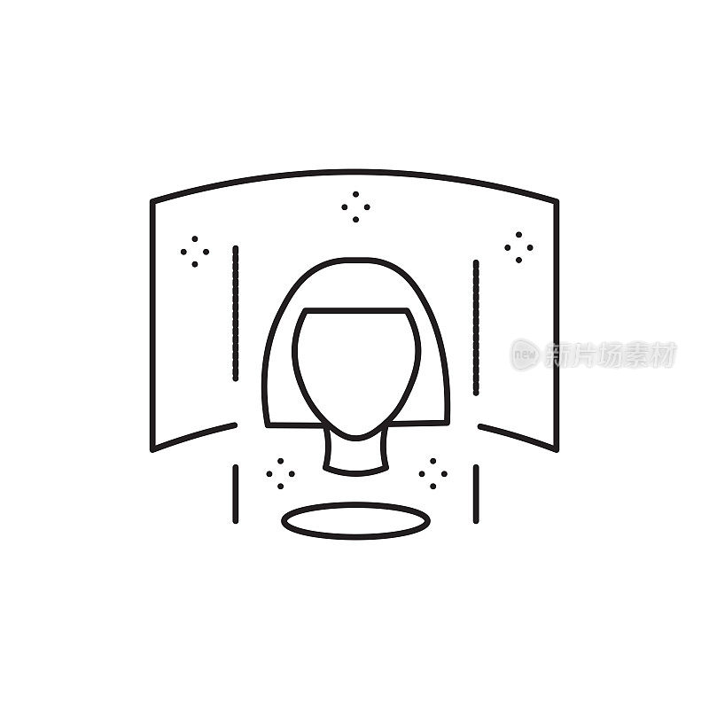 虚拟现实眼镜线图标。可编辑的中风