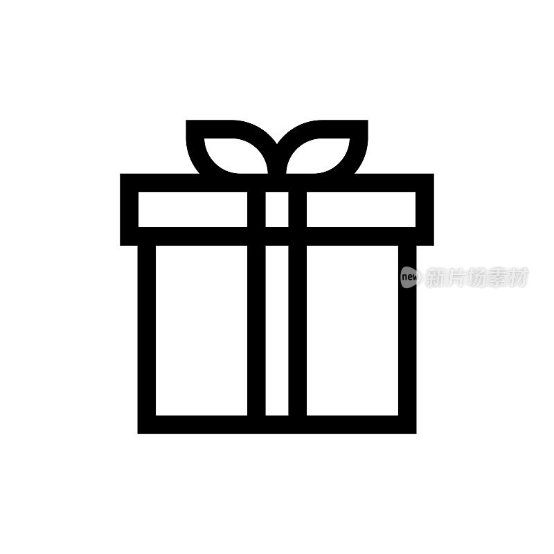 礼盒线图标，设计，像素完美，可编辑笔触。标志、标志、符号。生日，礼物，庆典。