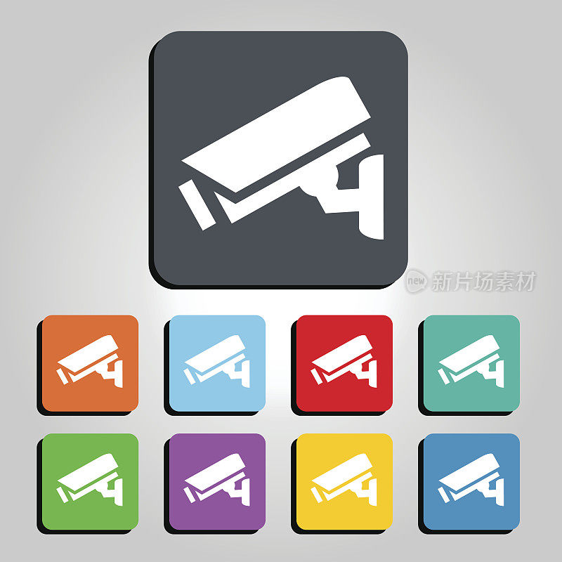 视频监控安全摄像机矢量图标插图