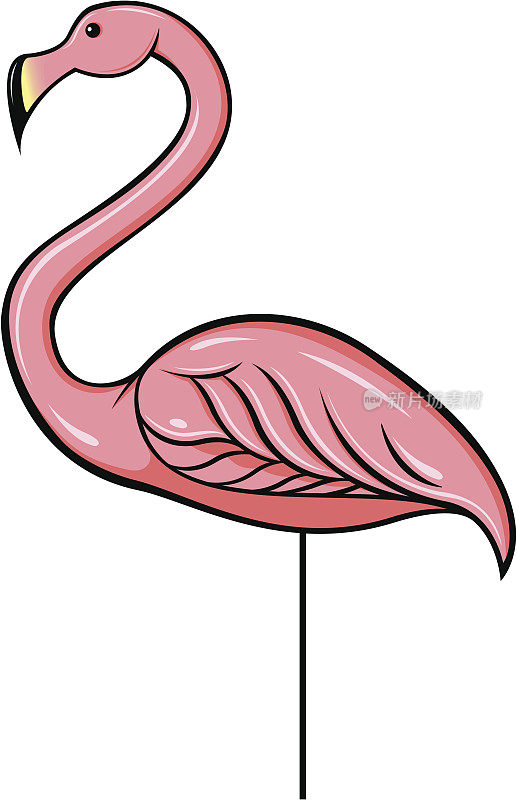 这是一只粉红色的塑料火烈鸟