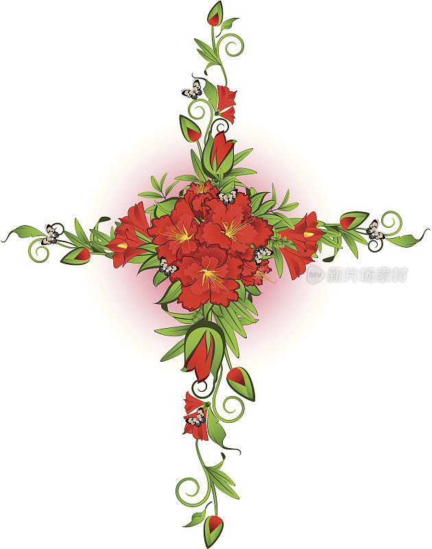 Сross用花-基督教信仰的象征。向量