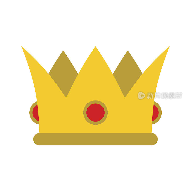 皇冠孤立。皇家的帽子。黄金皇冠与钻石平风格。