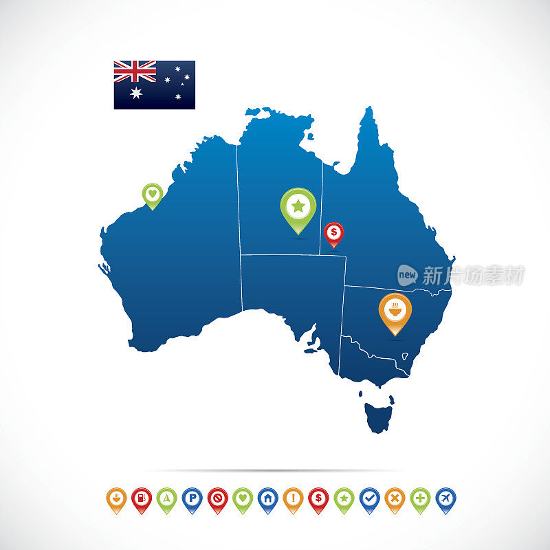 澳大利亚蓝色地图