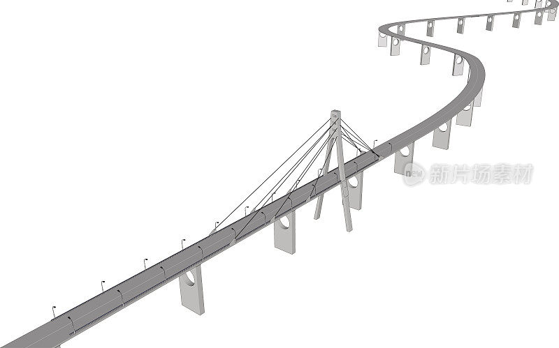 矢量3D桥梁城市建筑视图