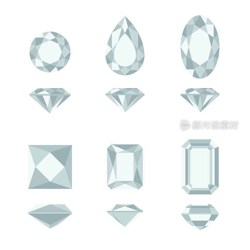 钻石和宝石形状。