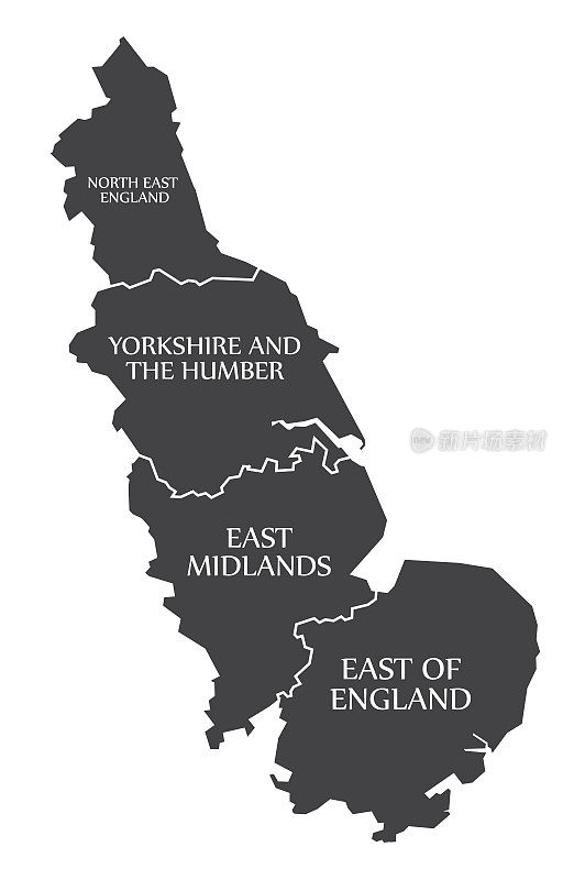 英格兰东海岸与东北英格兰-约克郡-东中部-英格兰东部地图英国插图