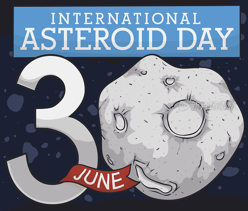 小行星带与提醒日期庆祝国际小行星日