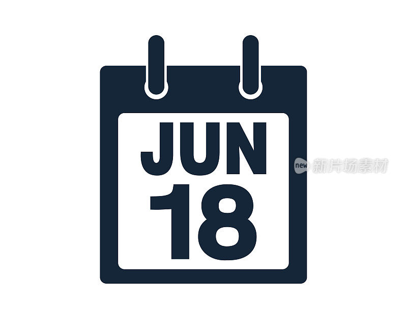 6月18日日历图标股票矢量插图
