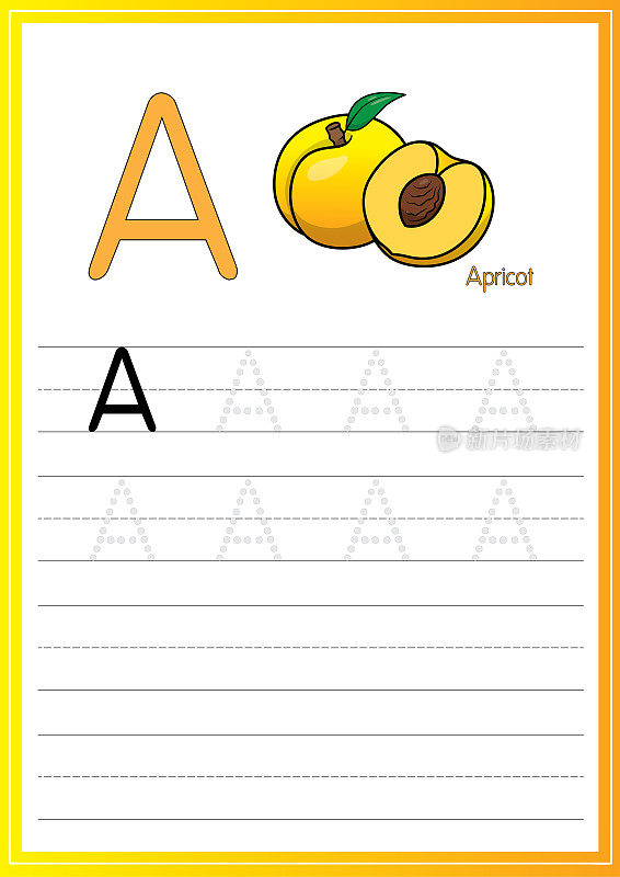 矢量插图的杏矢量孤立在白色背景儿童涂色书。