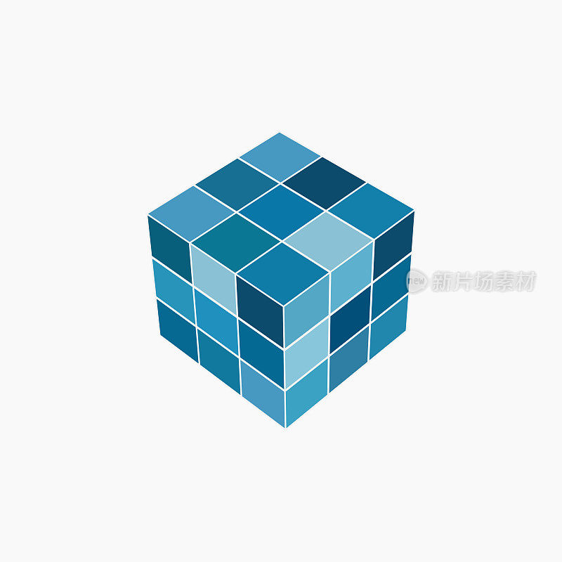 3D蓝色立方体图案图标