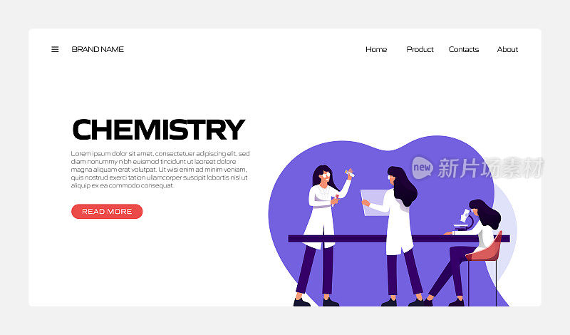 化学相关矢量插图登陆页面模板，网站横幅，广告和营销材料，在线广告，业务演示等。