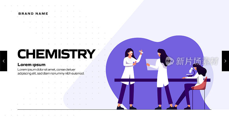 化学相关矢量插图登陆页面模板，网站横幅，广告和营销材料，在线广告，业务演示等。
