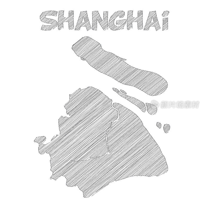 上海地图手绘在白色背景上