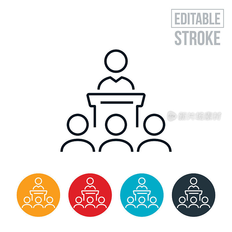 新闻发布会细线图标-可编辑的Stroke