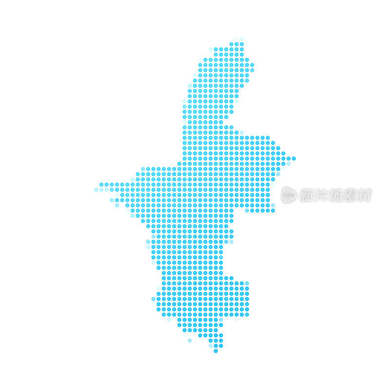 宁夏地图，白底蓝点
