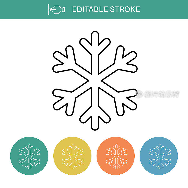 雪花-天气可编辑的细线图标