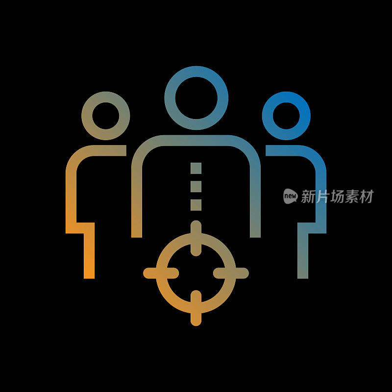 目标观众线图标,轮廓矢量符号