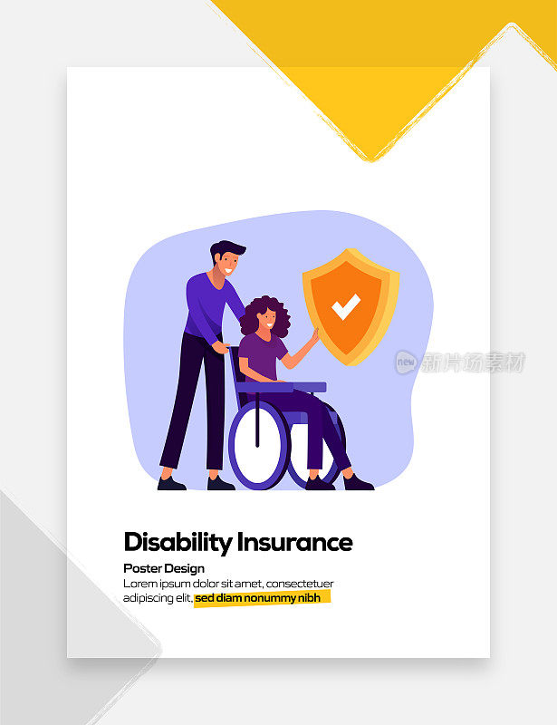 残疾保险概念平面设计的海报，封面和横幅。现代平面设计矢量插图。
