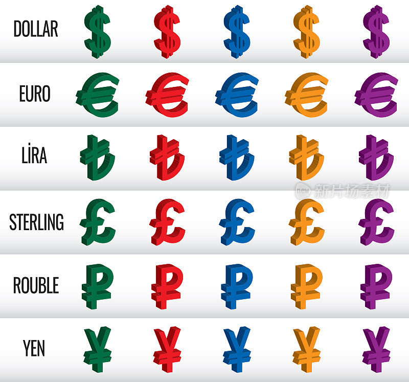 货币符号外币图标集