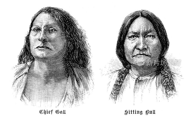酋长坐牛和加尔拉科塔印第安人1891年