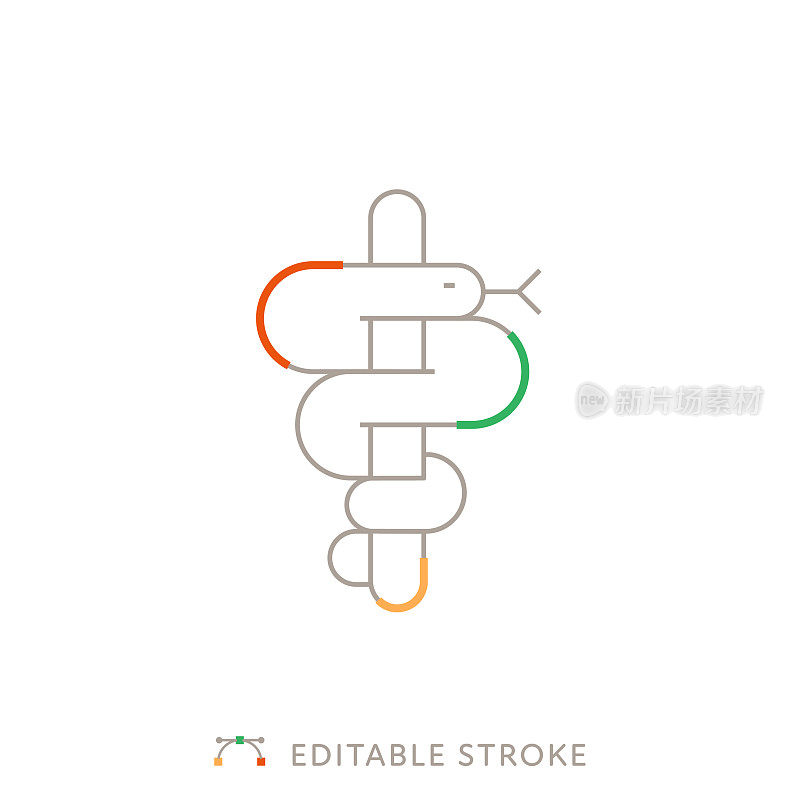 Caduceus多色线图标与可编辑的笔触