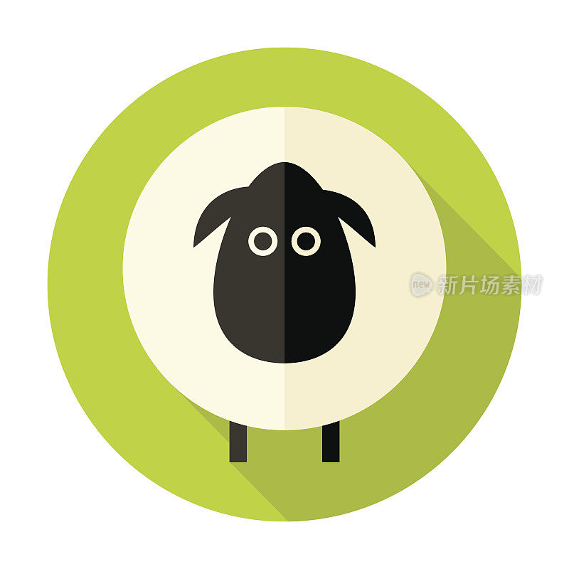 绵羊扁圆图标在绿色之上