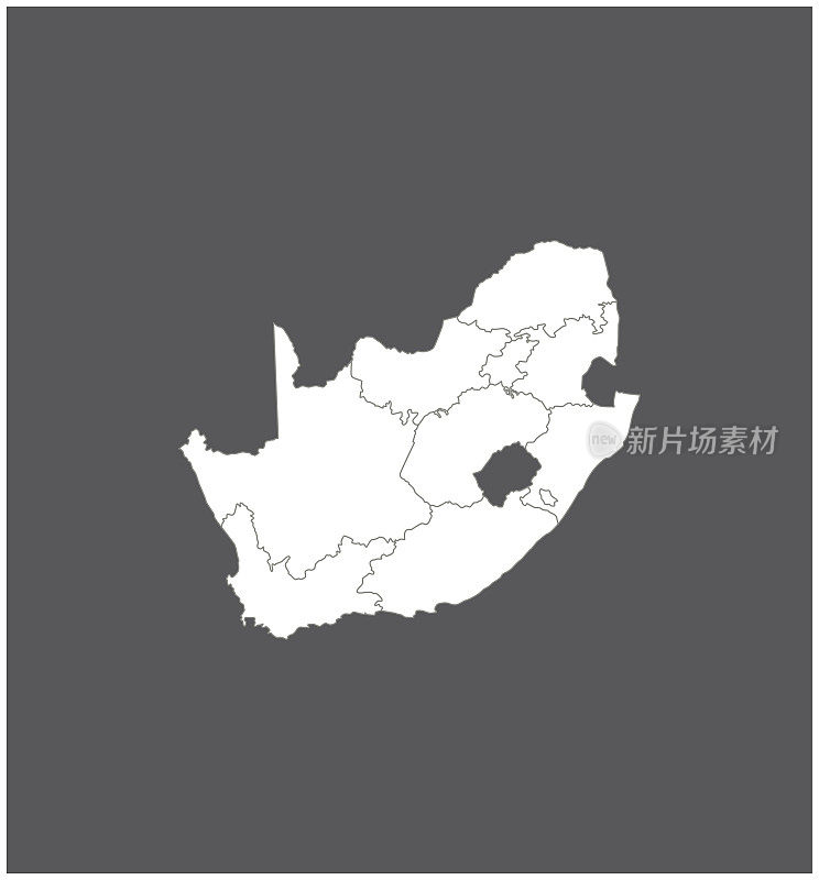 南非地图轮廓向量在灰色背景