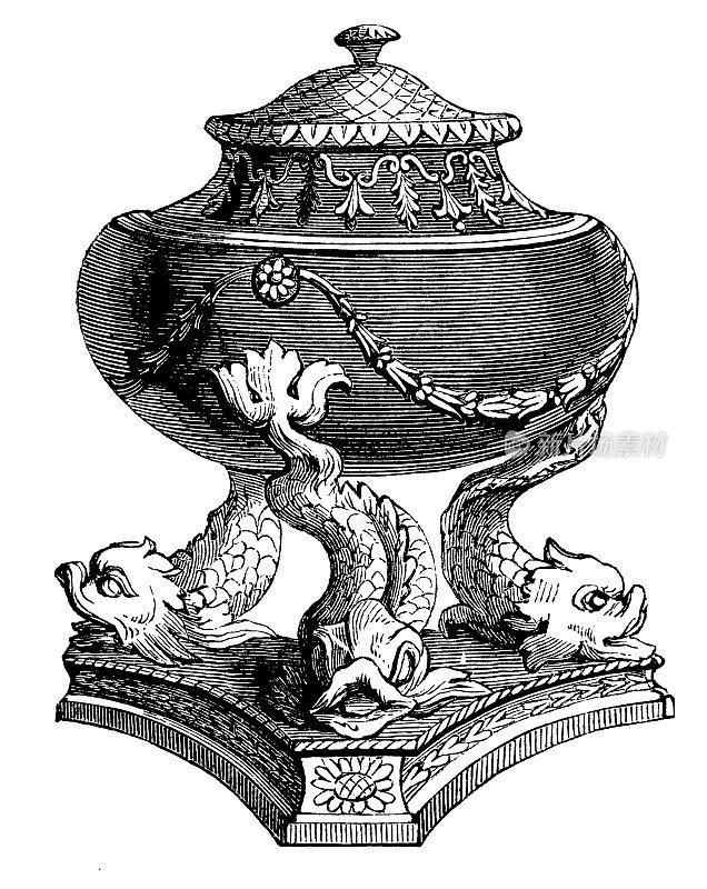 装饰19世纪瓮I古董设计插图