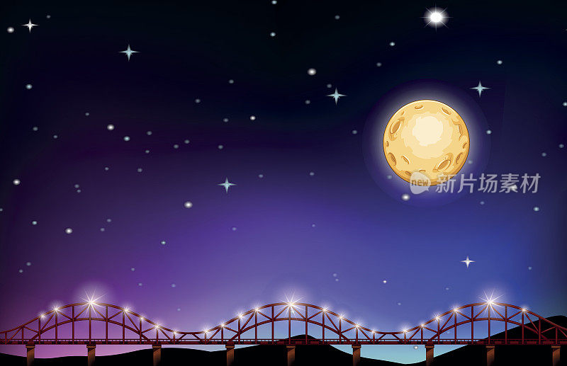 桥上的满月夜