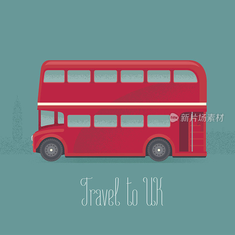 英国伦敦双层红色巴士矢量插图