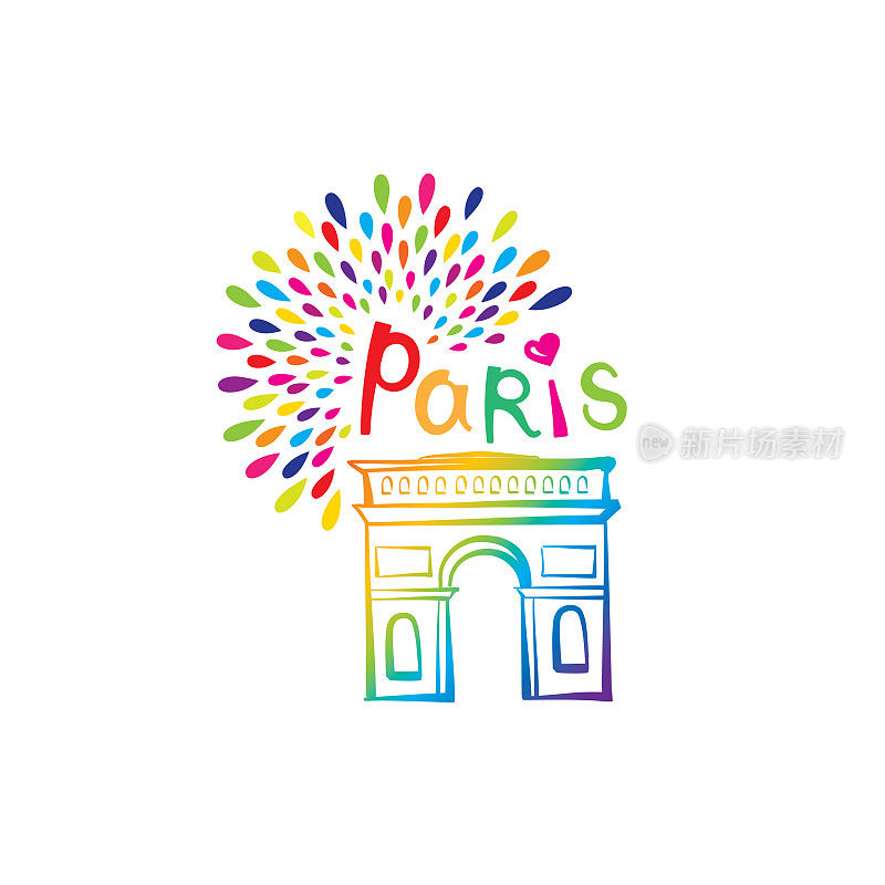 巴黎标志凯旋门。法国著名的标志性建筑凯旋门。法国旅游卡