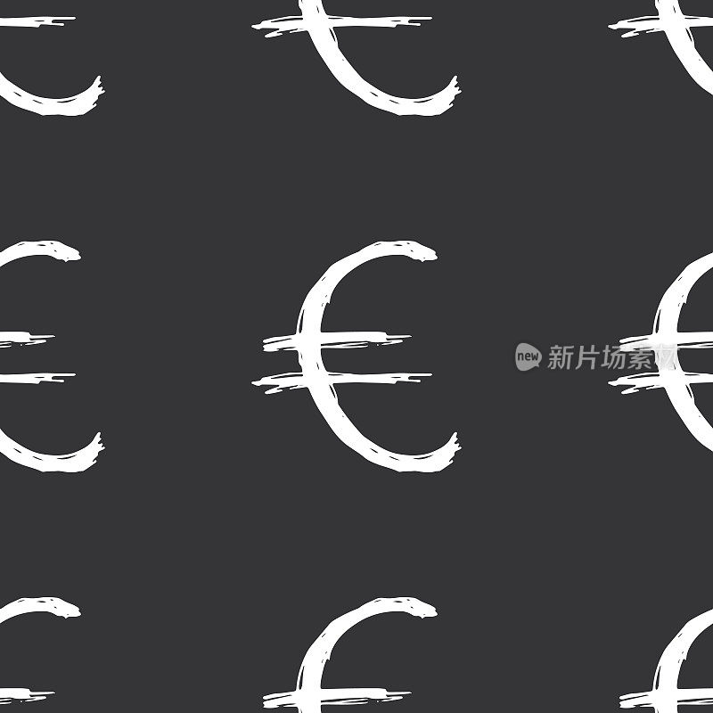 欧洲标志图标刷字无缝图案，Grunge书法符号背景，矢量插图