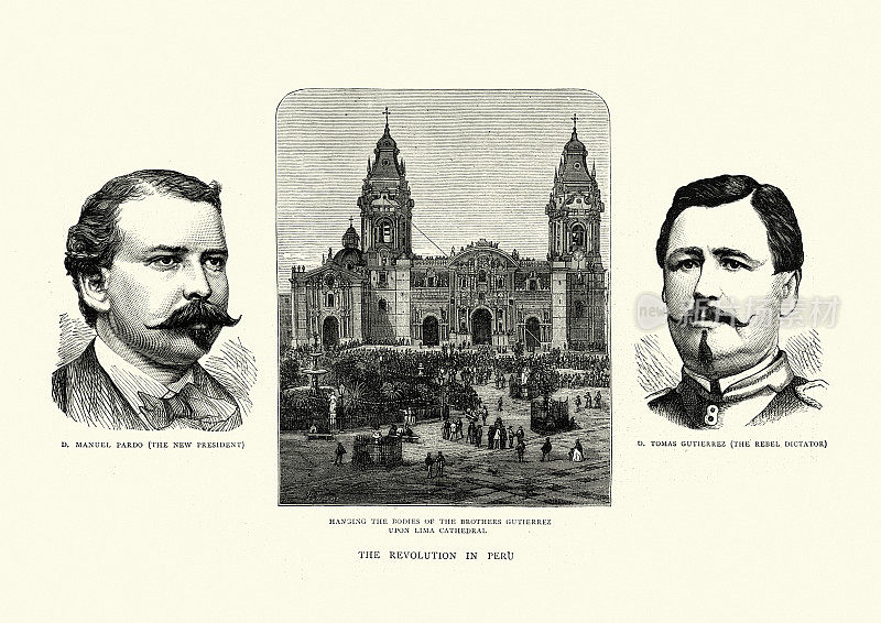 军事政变秘鲁，1872年，托马斯・古铁雷斯悬挂在利马大教堂
