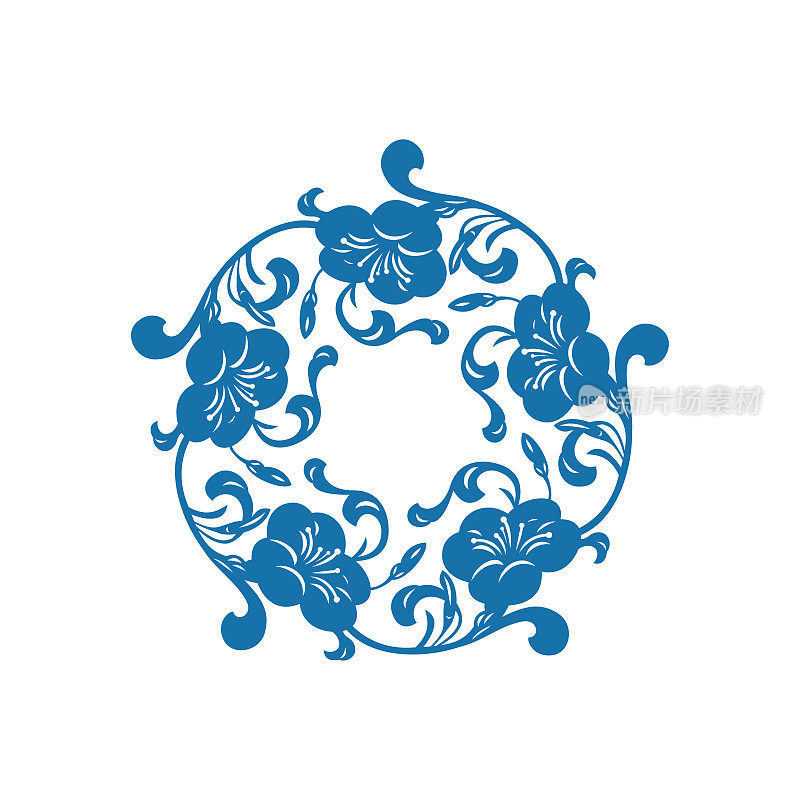 中国风格的圆形花卉图案