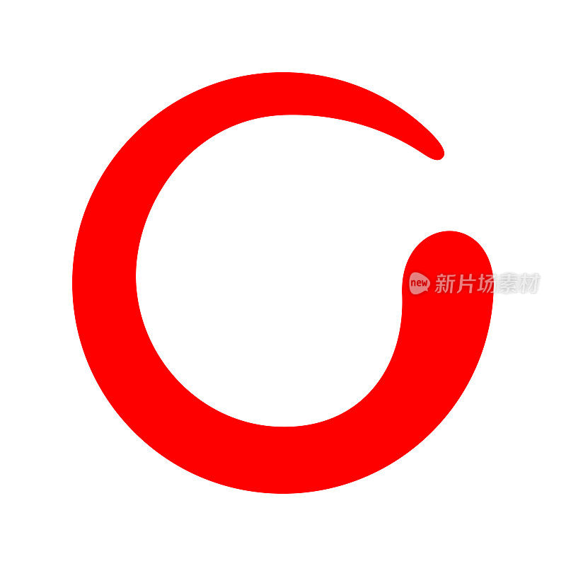 红色禅宗圆孤立于白色上，红色螺旋形标志带线漩涡状，禅宗符号，零符号