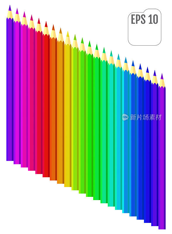 扁平风格的彩色铅笔。