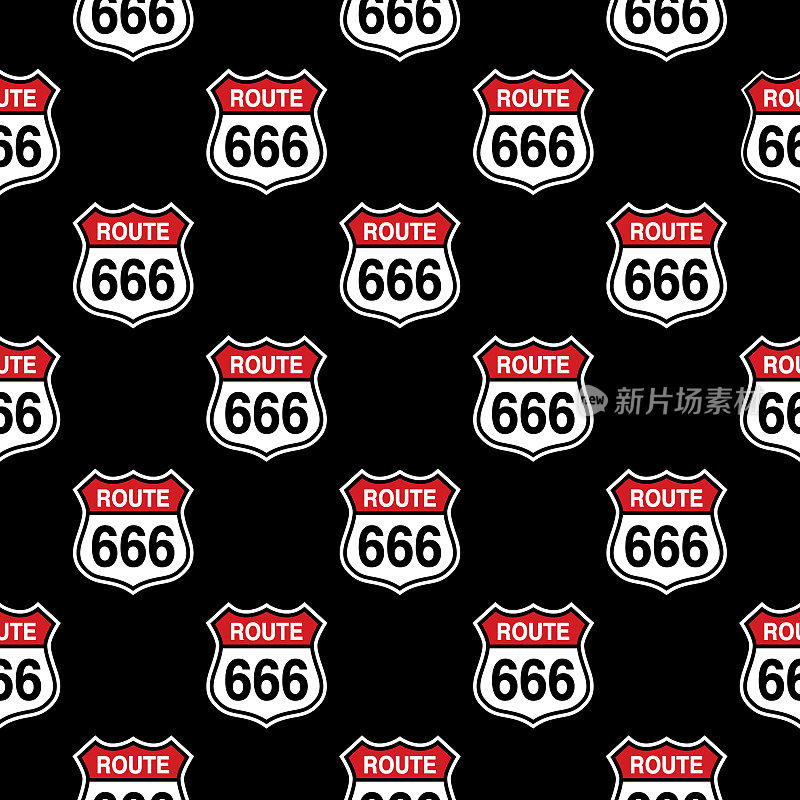 666号公路路牌无缝图案