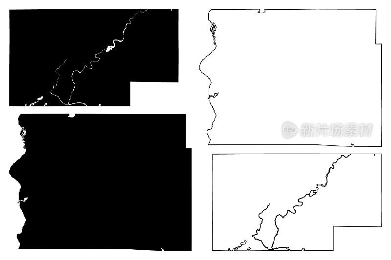 鲁斯克和圣克罗伊县，威斯康星州(美国县，美国，美国)地图矢量插图，草稿示意图