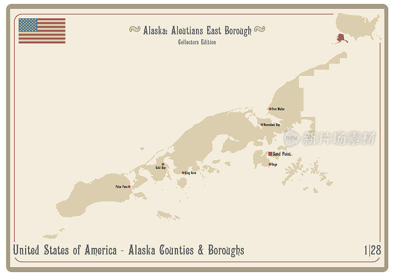 阿拉斯加阿留申群岛东部行政区地图