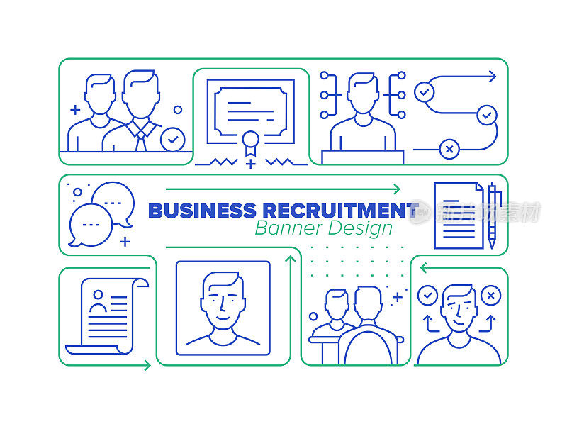 业务招聘线图标集及相关流程信息图设计