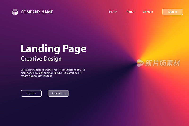 着陆页面模板-橙色的抽象背景径向梯度