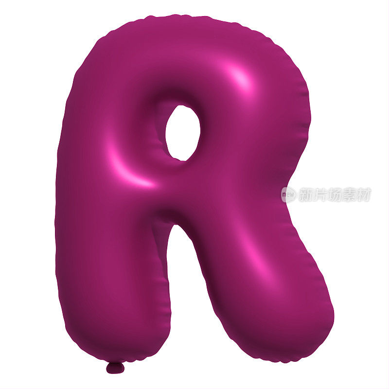 紫色氦气球3D字母R