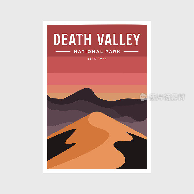死亡谷国家公园海报矢量插图设计